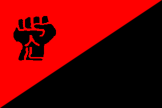 [Red and black anarchist flag]
